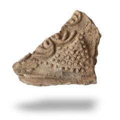 Miniaturka zdjęcia dla obiektu: Fragment of a tile depicting a bunch of grapes – M.Cz.m.p.I 296a